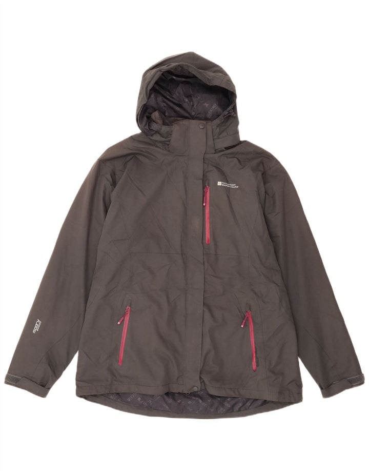 Mountain Warehouse Womens Hooded Rain Jacket UK 18 XL Grey Polyester