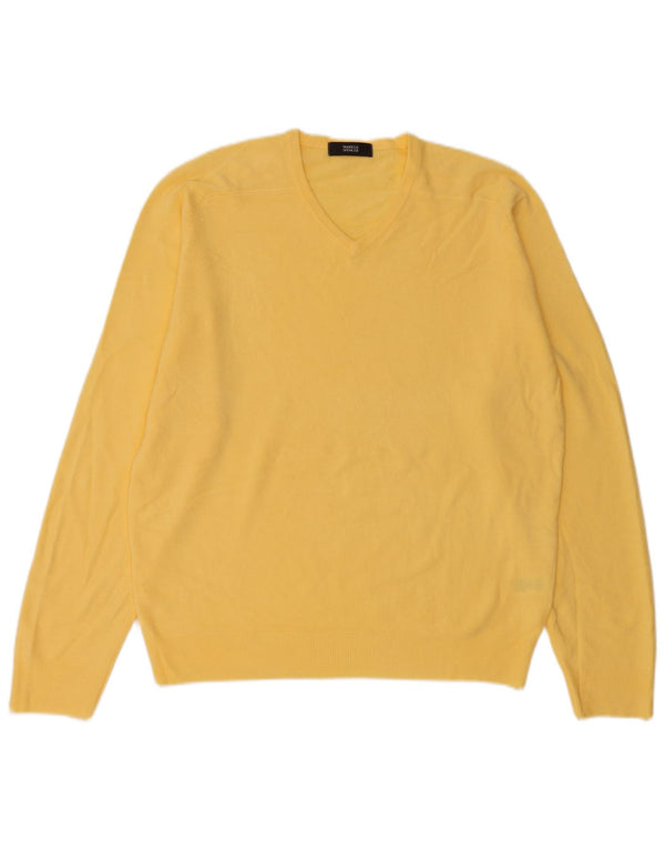 Maglione da uomo con scollo a V Marks & Spencer, acrilico giallo medio