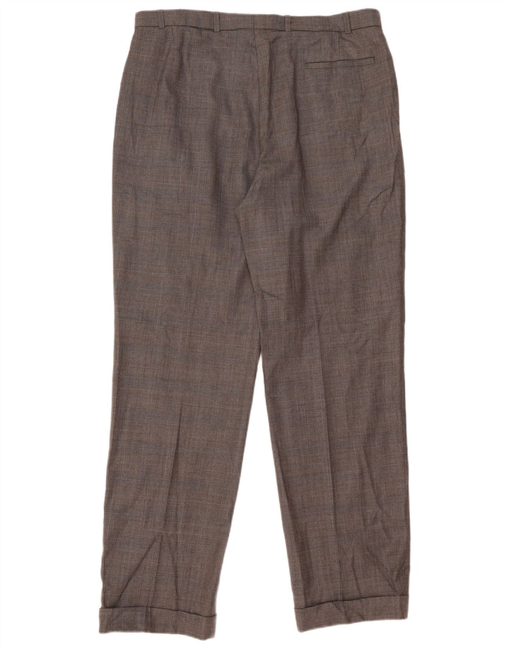 Marks & Spencer Herre Pegged Suit Bukser W38 L33 Grå Ternet Ny Uld