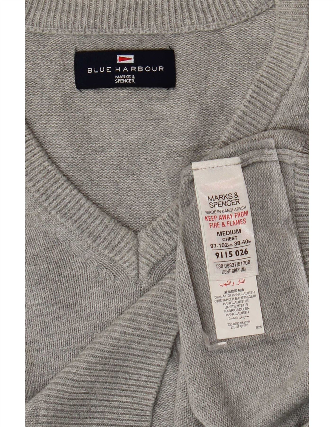 Marks & Spencer Mens Blue Harbour Vest Tank Top Medium Grey Cotton