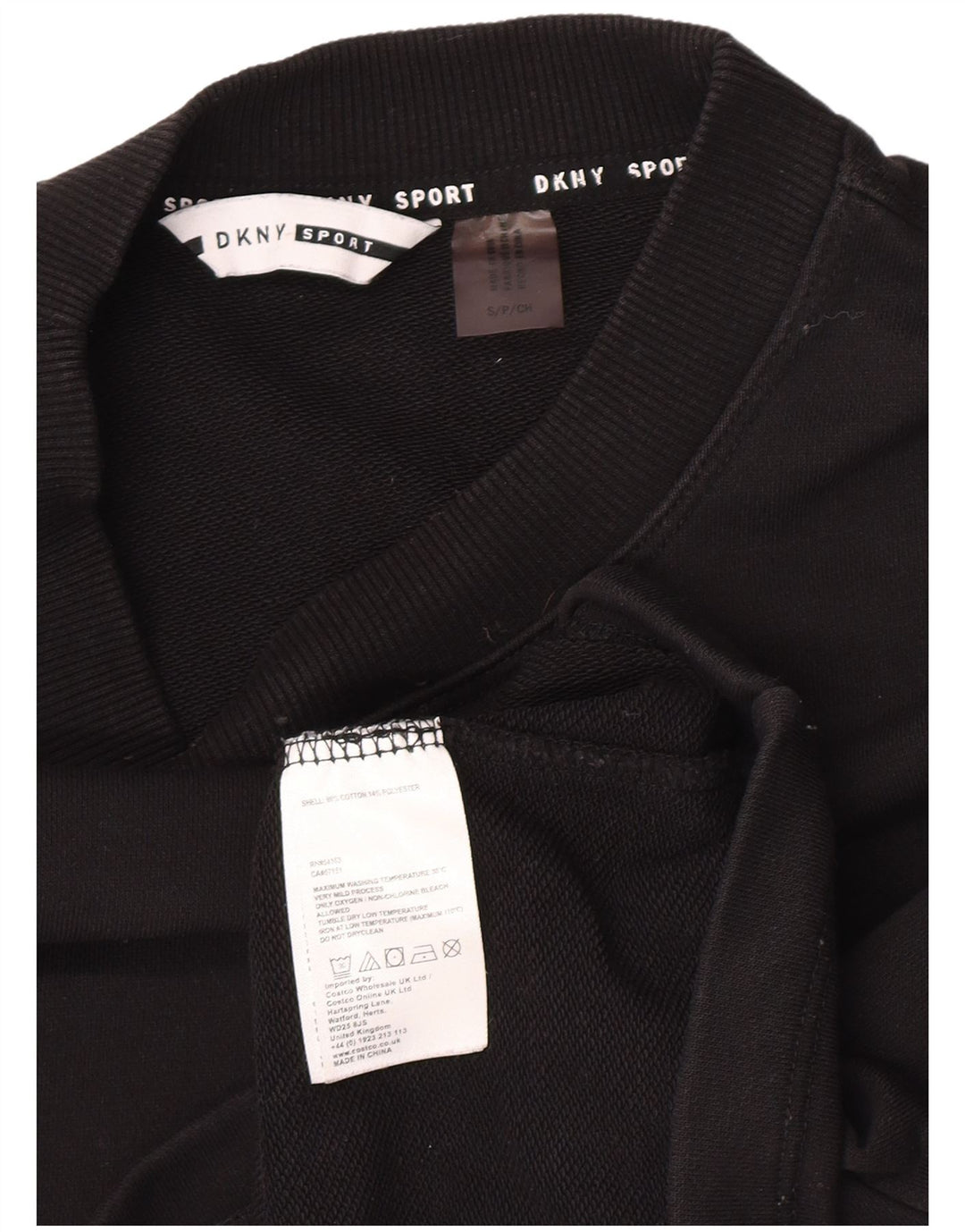 Dkny Womens Graphic Oversized Sweatshirt Jumper UK 10 Small Black Cotton