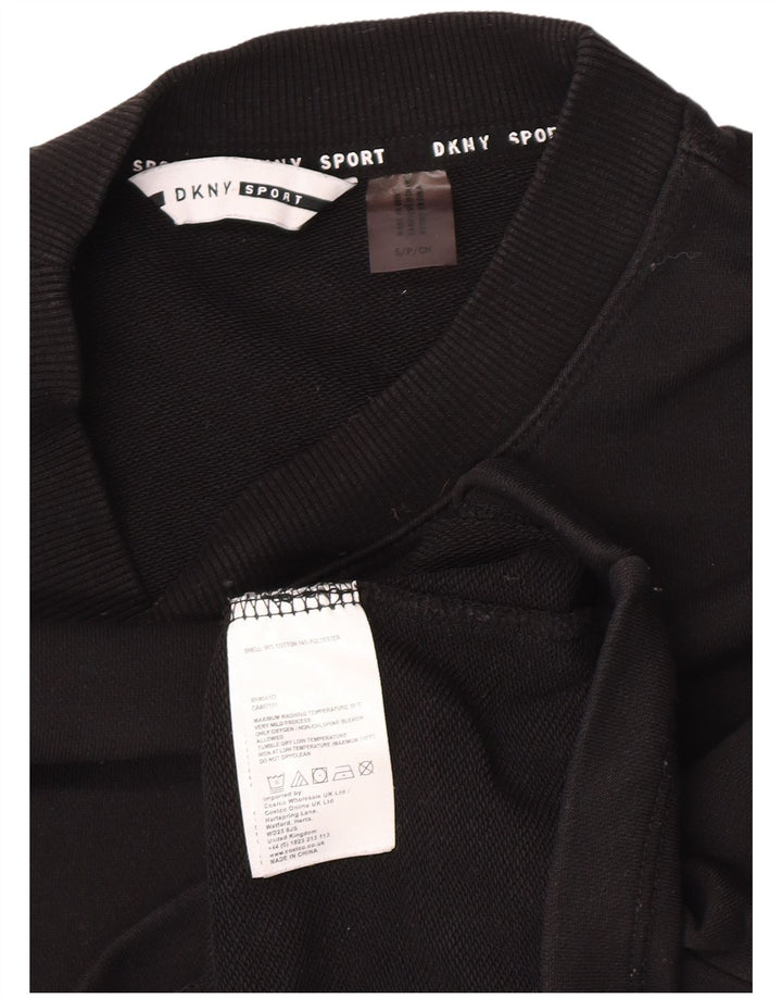 Dkny Womens Graphic Oversized Sweatshirt Jumper UK 10 Small Black Cotton