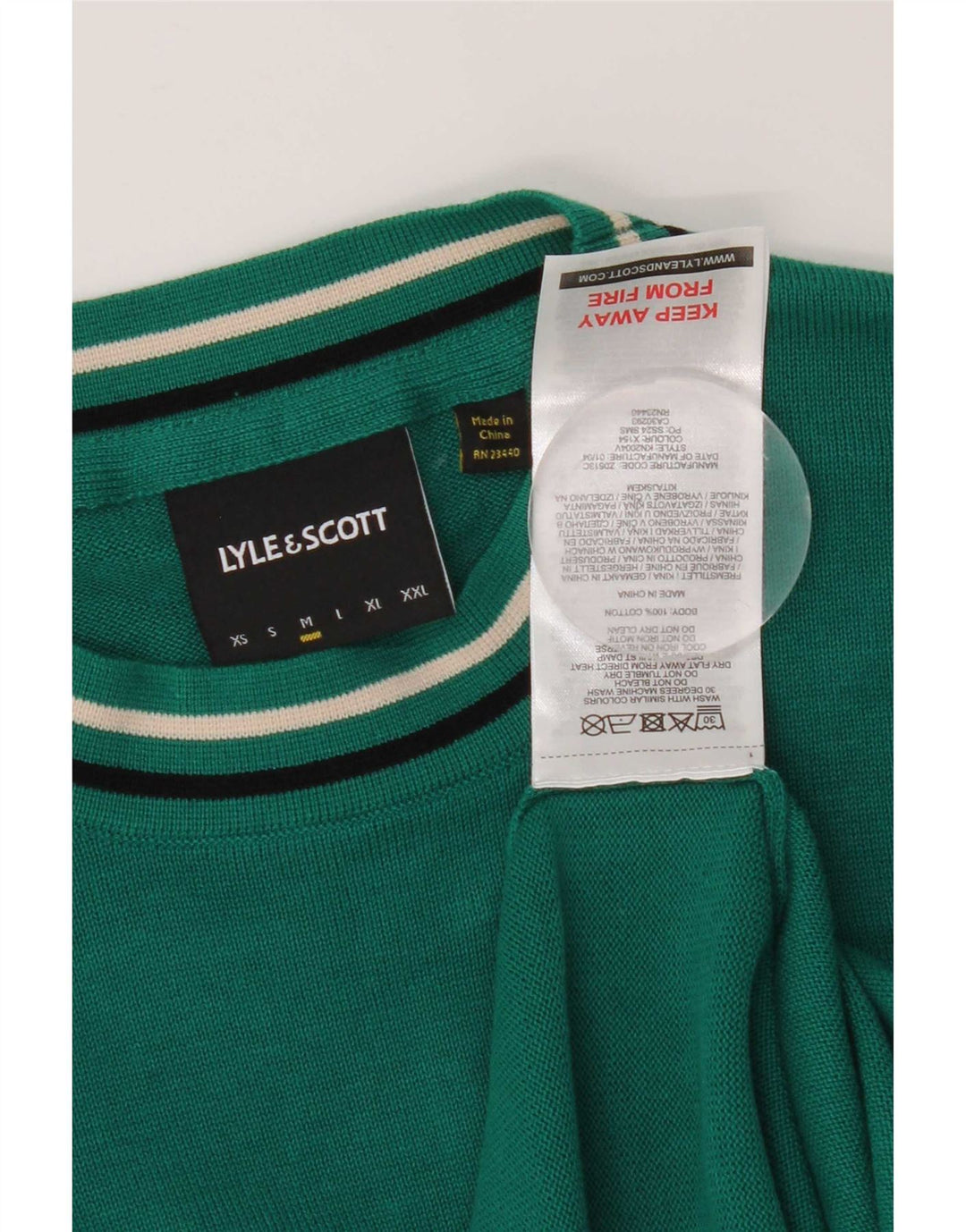 Lyle & Scott Mens Regular Fit Crew Neck Jumper Sweater Medium Green Cotton