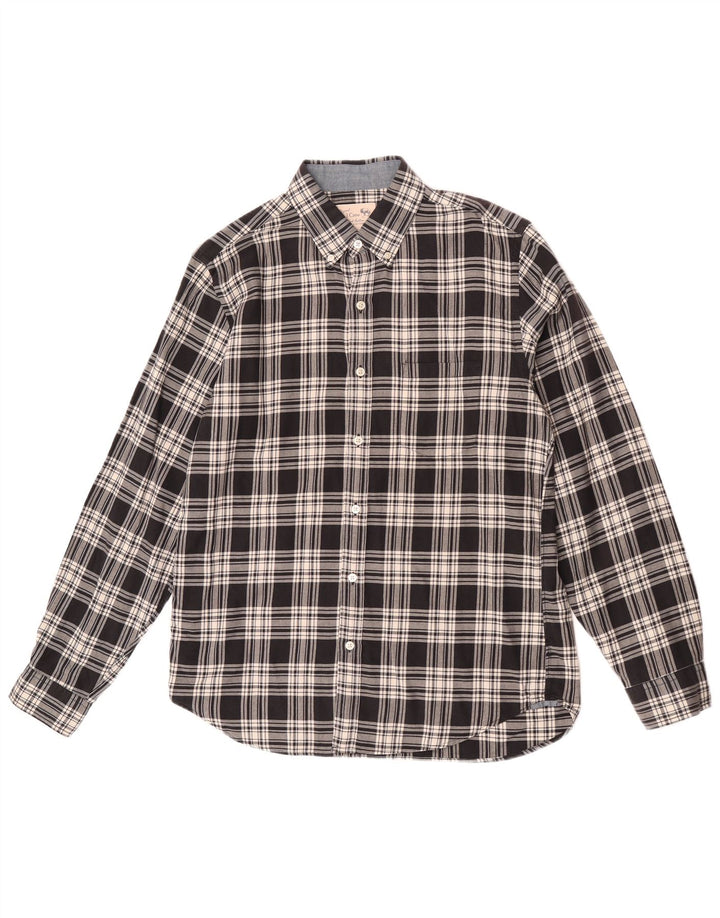 Camicia da uomo in flanella J. Crew, cotone a quadri neri medi