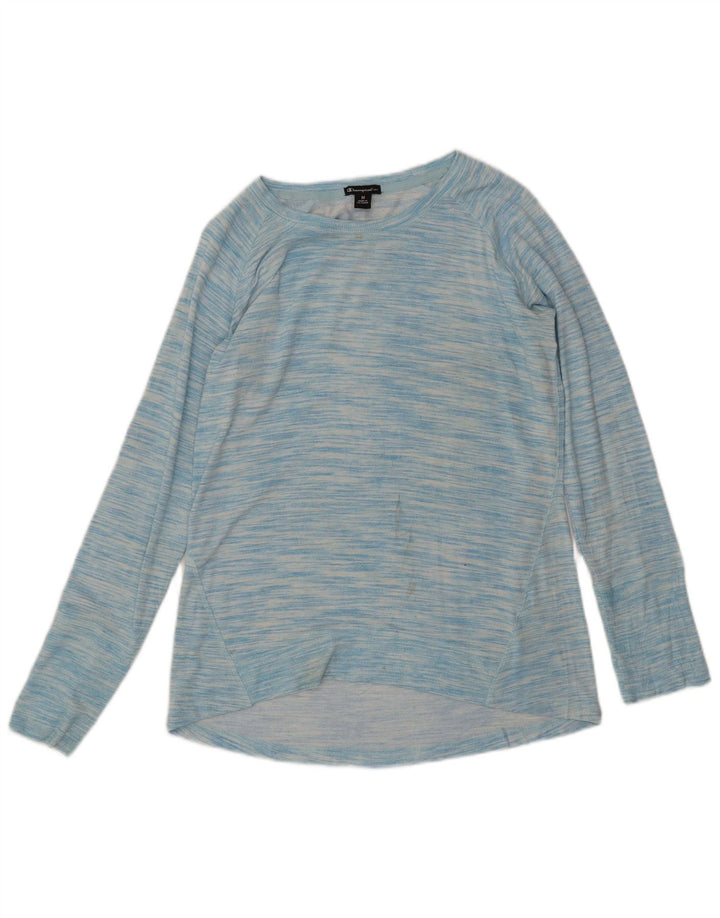 Felpa da donna CHAMPION Maglione UK 14 Rayon screziato blu medio
