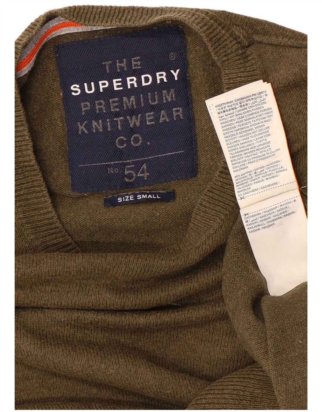 Superdry Mens Crew Neck Jumper Sweater Small Khaki Cotton