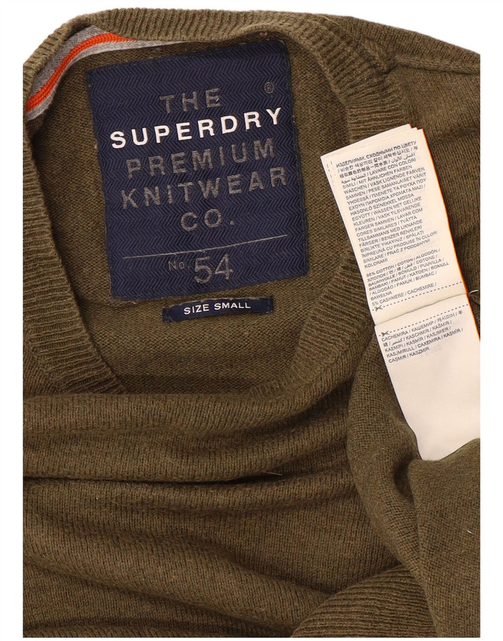 Superdry Mens Crew Neck Jumper Sweater Small Khaki Cotton