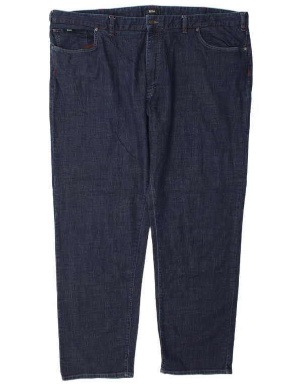 Jeans dritti da uomo Hugo Boss W48 L34 cotone blu navy