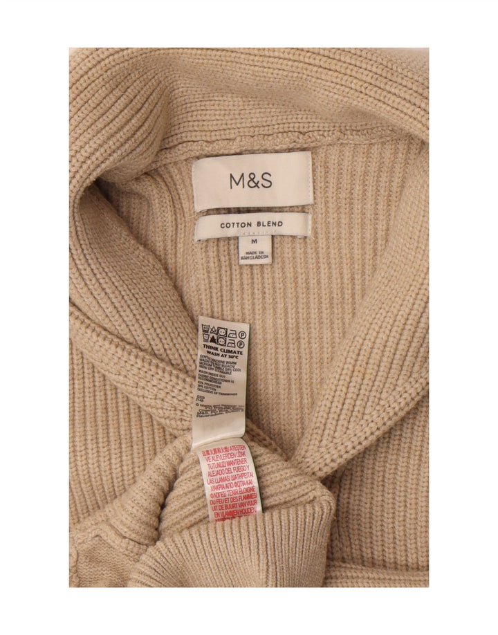 Marks & Spencer Mens Cardigan Sweater Medium Beige Polyester