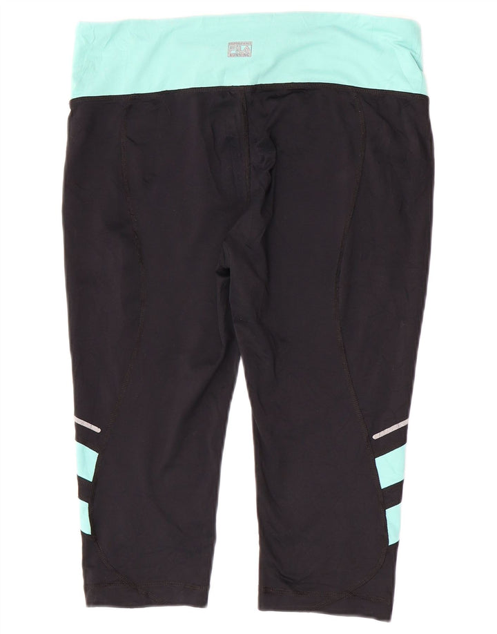 Fila Womens Capri Leggings UK 12 Medium  Black Colourblock