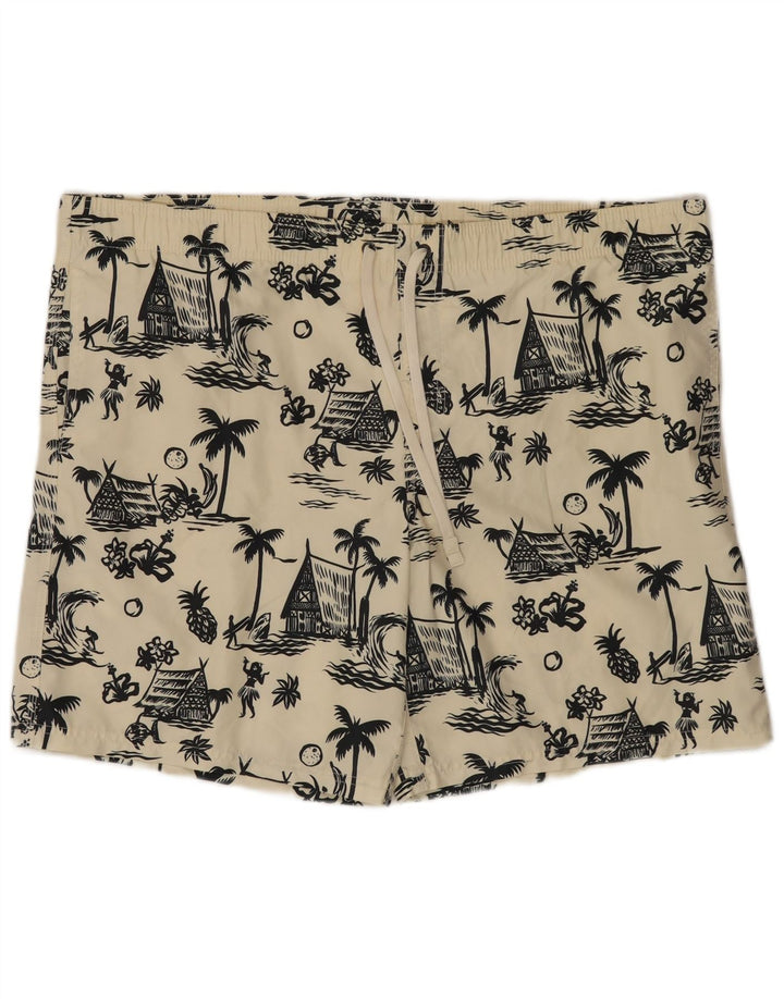 Sundek Mens Graphic Swimming Shorts 2XL Off White Polyester