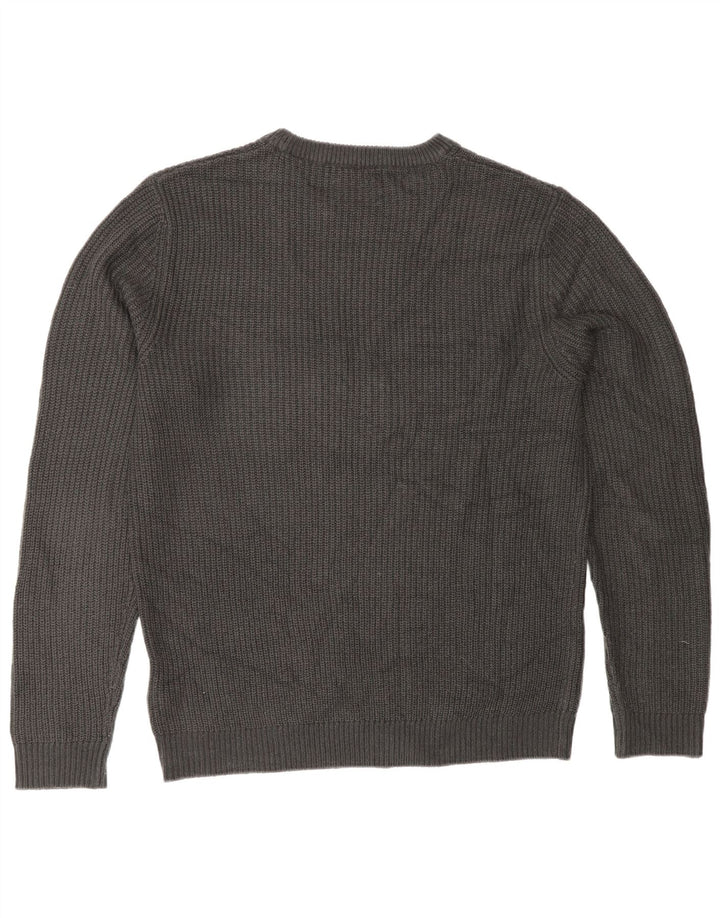 Jack & Jones Mens Crew Neck Jumper Sweater Large Grey Acrylic