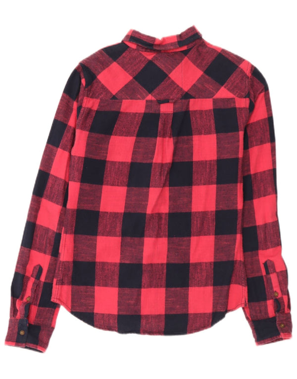Superdry Womens Classic Fit Flannel Shirt UK 10 Lille rød ternet bomuld