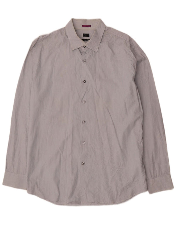 Paul Smith herre Slim Fit skjorte str. 45 18 2XL Grå nålestribet bomuld