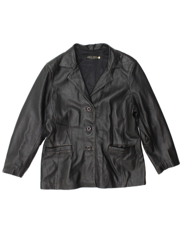 Chaqueta de cuero vintage para mujer IT 50 XL cuero negro