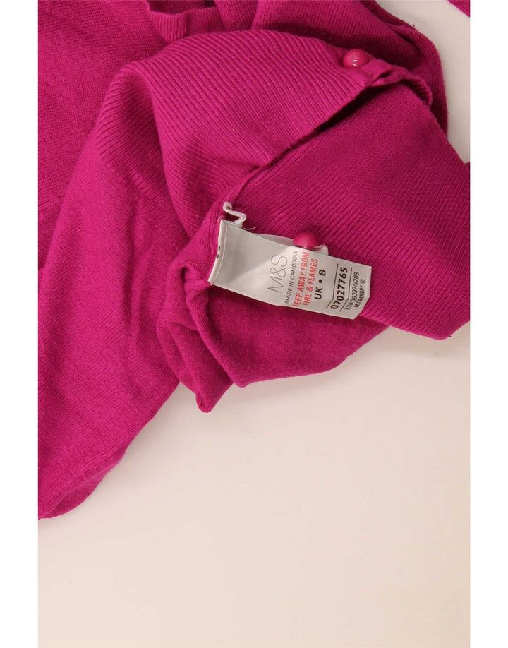 Marks & Spencer Womens Cardigan Sweater UK 8 Small Pink Viscose