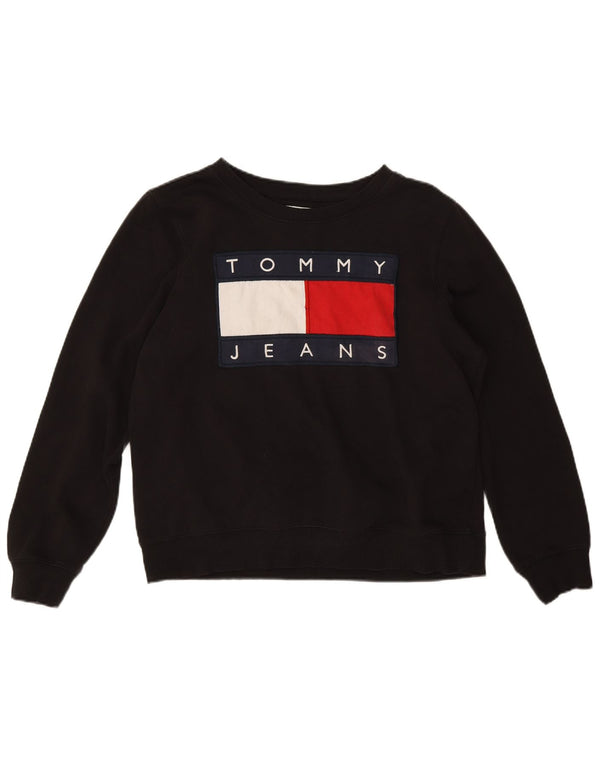 Tommy Hilfiger Mens Graphic Sweatshirt Jumper Small Black Cotton