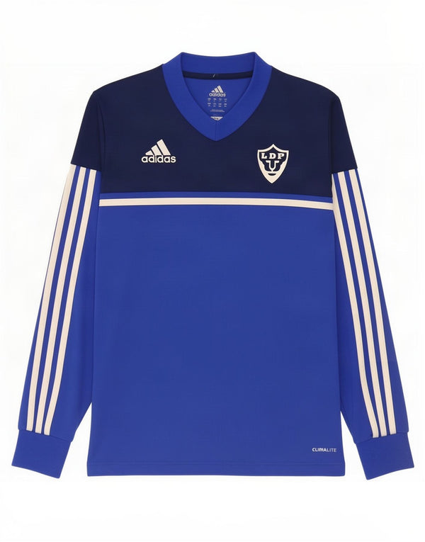 Adidas Uomo Climalite Top manica lunga XS Blu Colourblock Poliestere