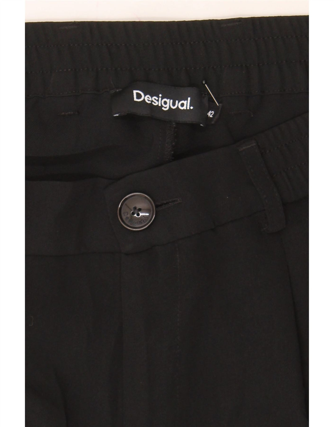 DESIGUAL Womens Pegged Chino Trousers EU 42 Large W30 L30 Black Polyester Vintage Desigual and Second-Hand Desigual from Messina Hembry 