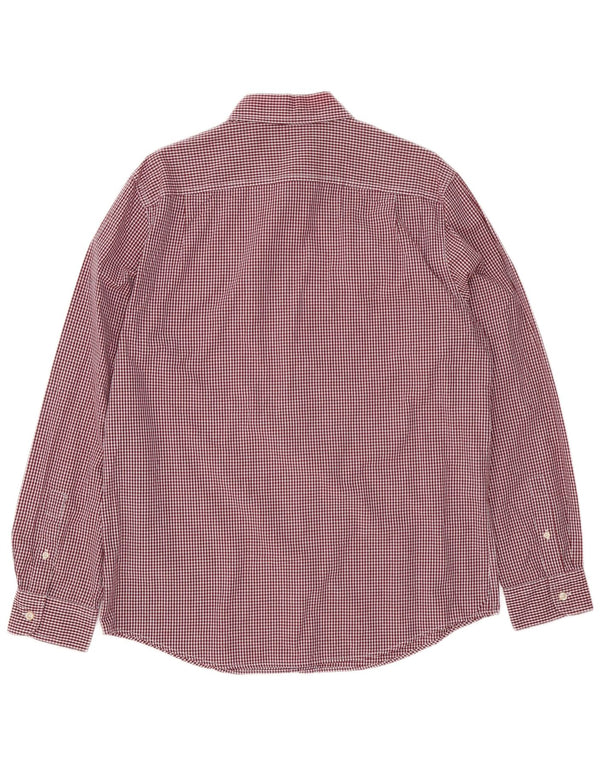 Chaps Camisa de ajuste personalizado para hombre, tamaño grande, algodón a cuadros rojo