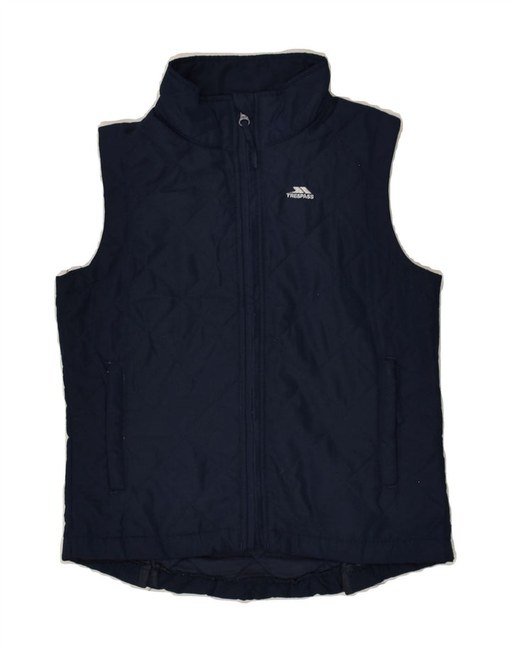 TRESPASS Girls Quilted Gilet 9-10 Years Navy Blue Polyester | Vintage Trespass | Thrift | Second-Hand Trespass | Used Clothing | Messina Hembry 