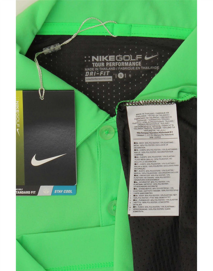 Nike Mens Dri Fit Polo Shirt Small Green Colourblock Polyester