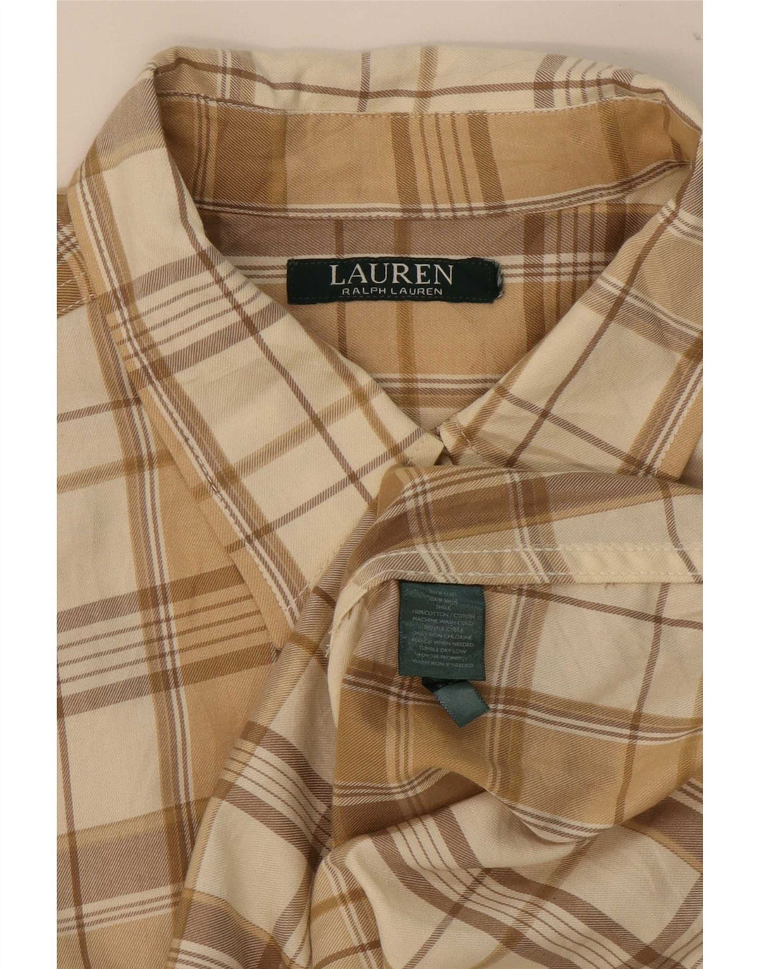 Camicia in flanella da uomo Ralph Lauren in cotone a quadri beige medio