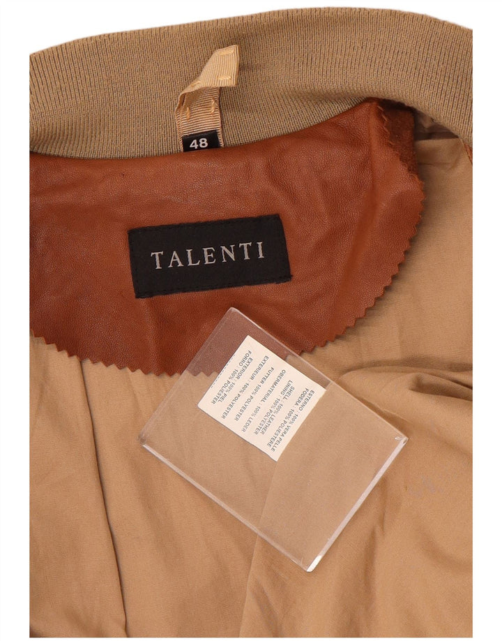 Jachetă de piele pentru bărbați Talenti IT 48, maro mediu, piele color bloc