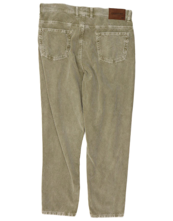 Carrera Mens Crop Tapered Corduroy Trousers W34 L26 Khaki Cotton