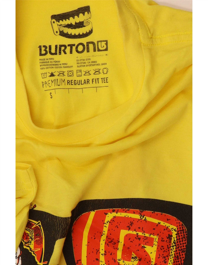 Burton Mens Graphic T-Shirt Top Small Yellow Cotton