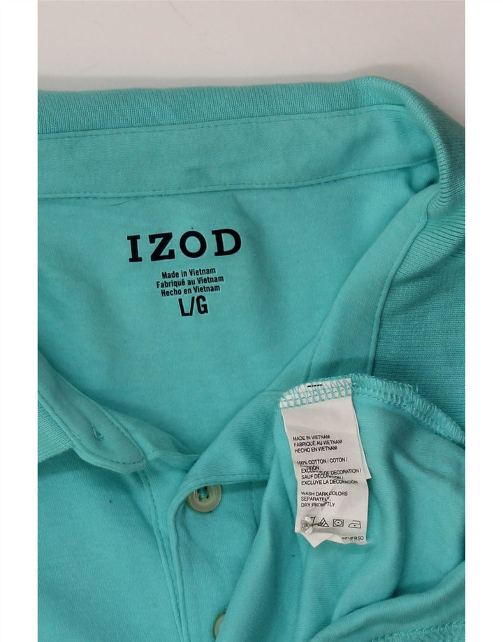 IZOD Mens Polo Shirt Large Blue Cotton