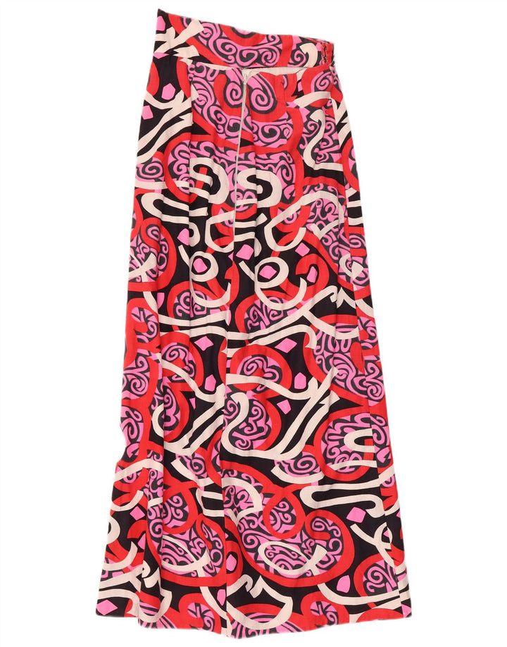 Saia maxi feminina vintage com padrão abstrato XS W24 multicolorida