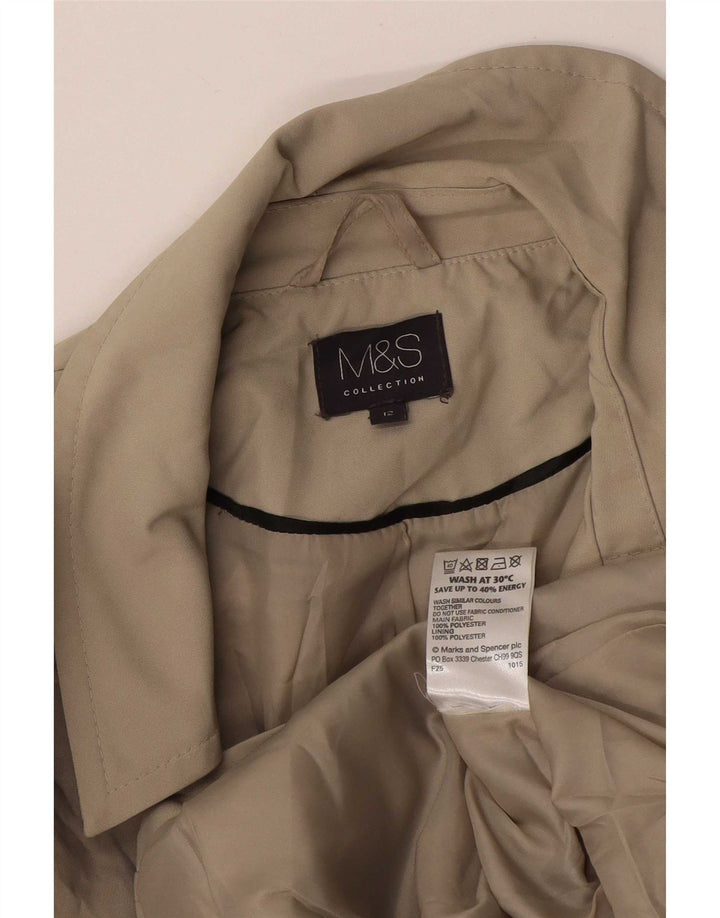 Marks & Spencer Damski krótki trencz UK 12, średni beżowy poliester