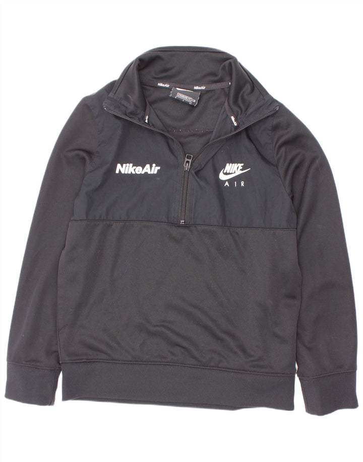 Nike Boys Standard Graphic Zip Neck Sweatshirt Jumper 8-9 Years Small Black