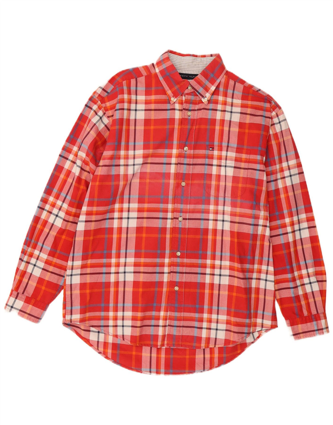 Tommy Hilfiger Mens Shirt Medium Red Plaid Cotton