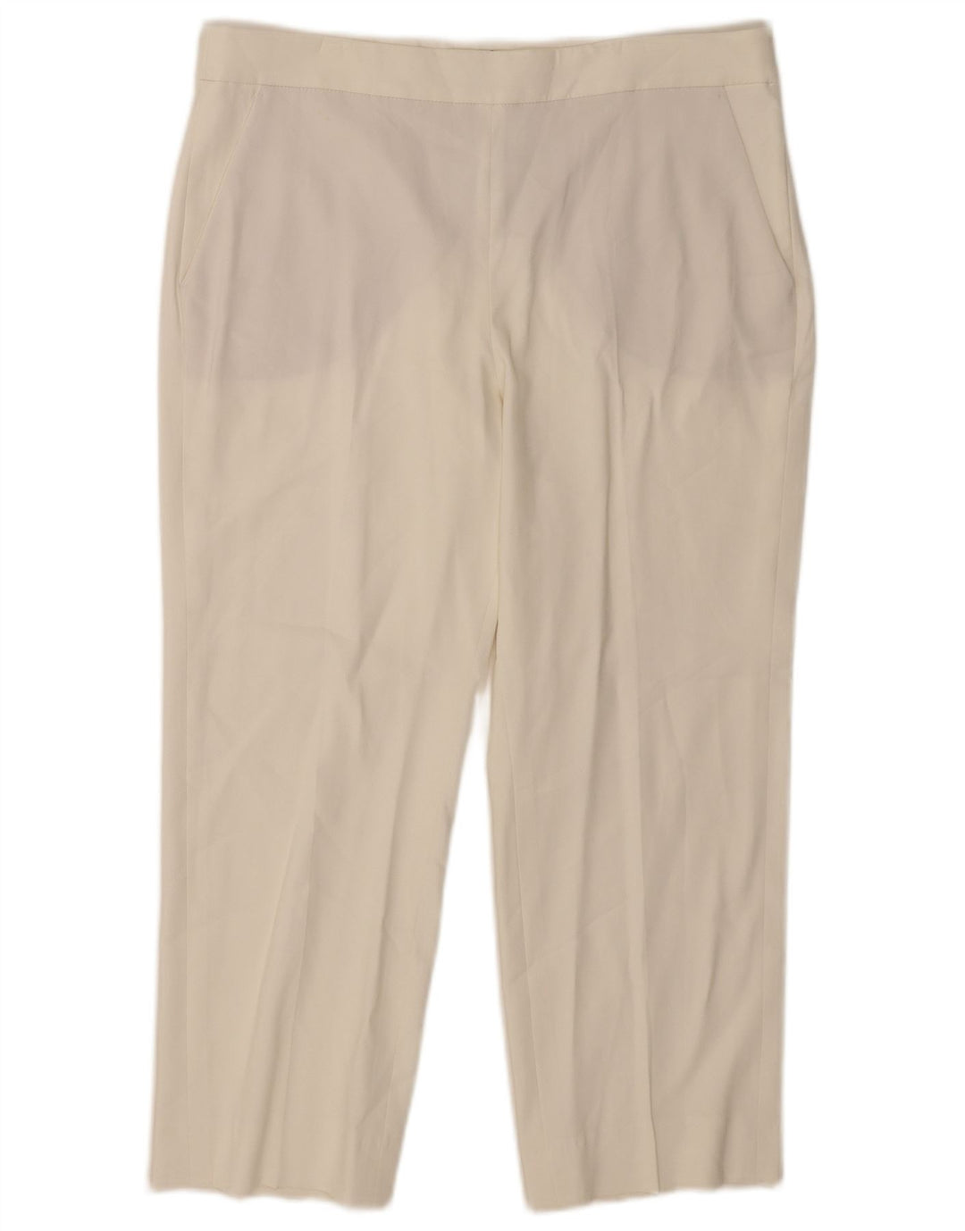 Massimo Dutti Womens Capri Trousers EU 42 Large W32 L23 White Viscose