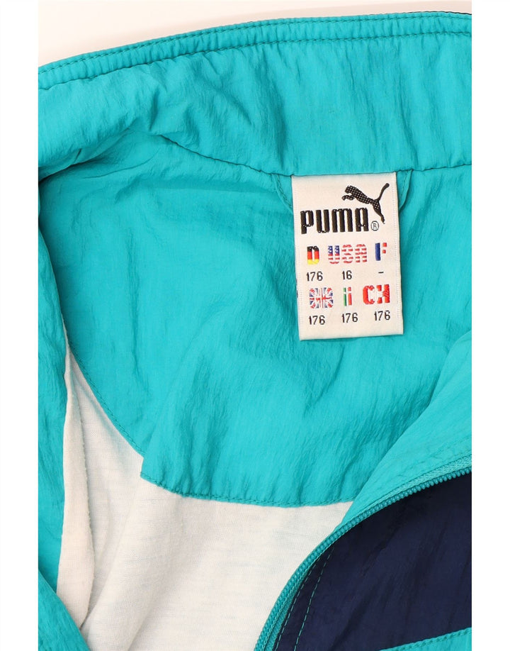 PUMA Boys Graphic Tracksuit Top Jacket 15-16 Years Blue Colourblock Vintage Puma and Second-Hand Puma from Messina Hembry 