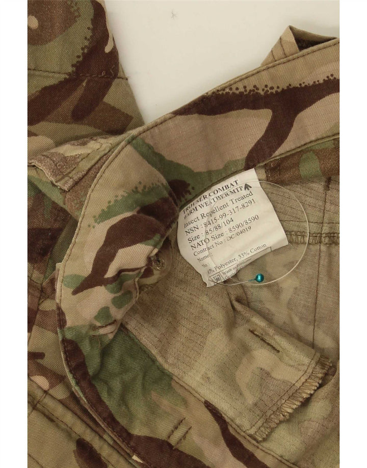 Vintage Mens Straight Cargo Trousers W30 L32 Khaki Camouflage Polyester