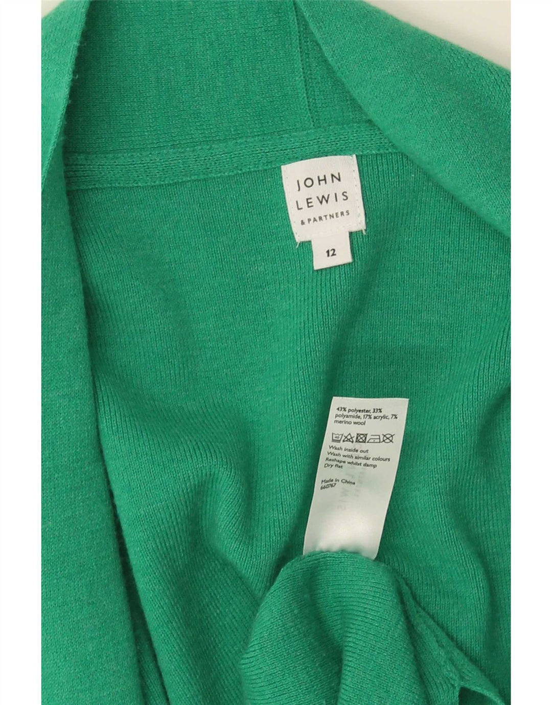 Maglione cardigan aperto lungo da donna John Lewis UK 12 Verde medio