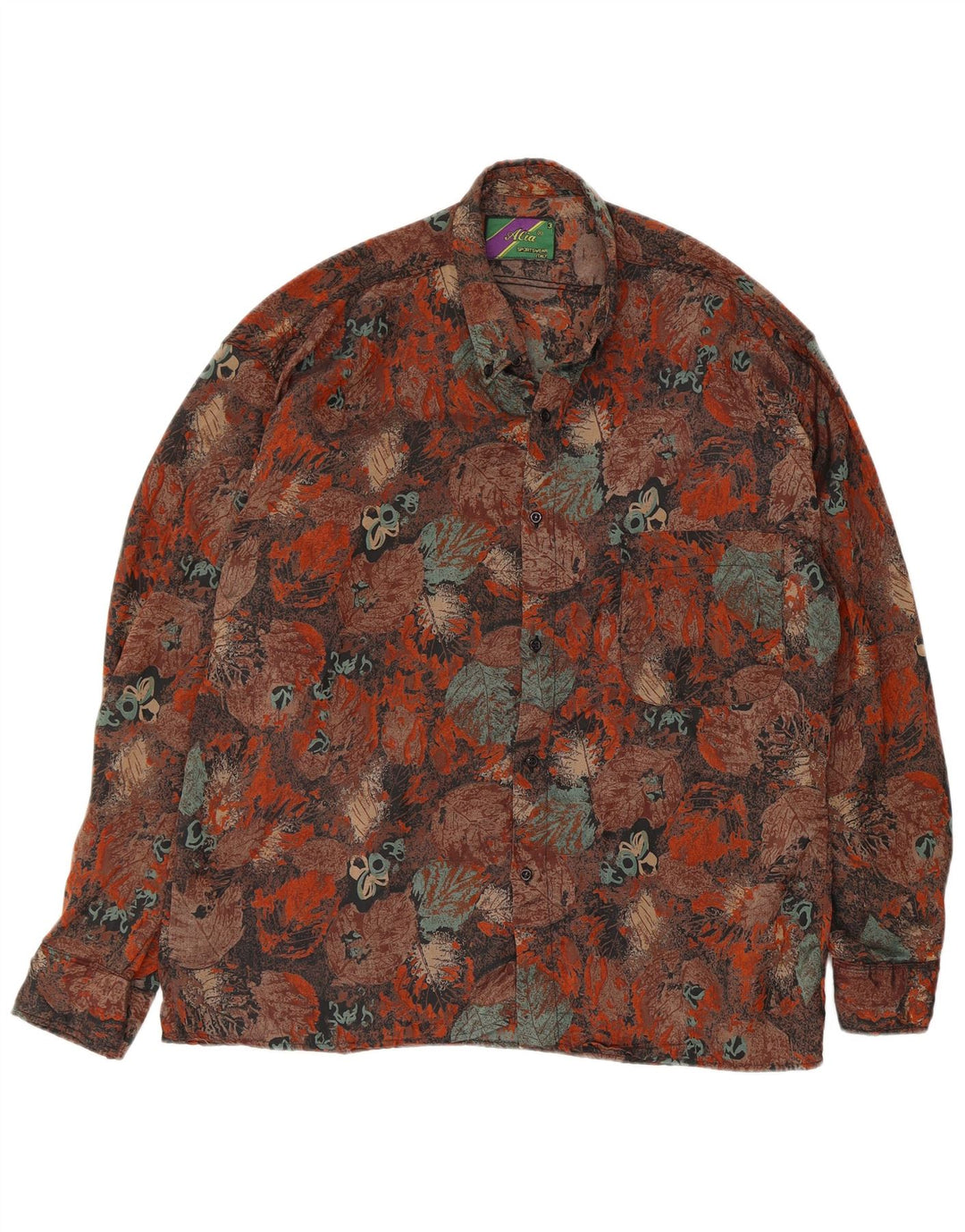 Alia Mens Abstract Pattern Regular Fit Shirt Large Brown