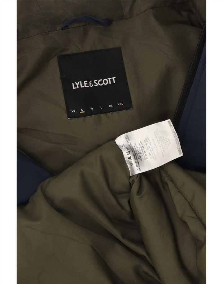 Lyle & Scott Mens Hooded Padded Jacket UK 36 Small Navy Blue Nylon