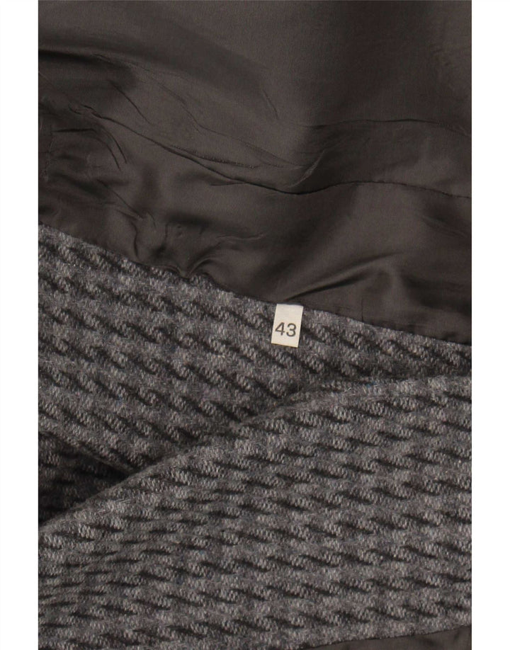 Vintage mujer 2 botones chaqueta blazer IT 43 pata de gallo gris medio