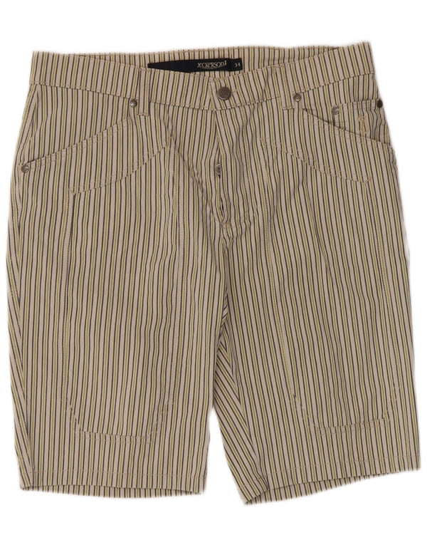 Jeckerson Mens Casual Shorts W34 Large Green Striped Cotton