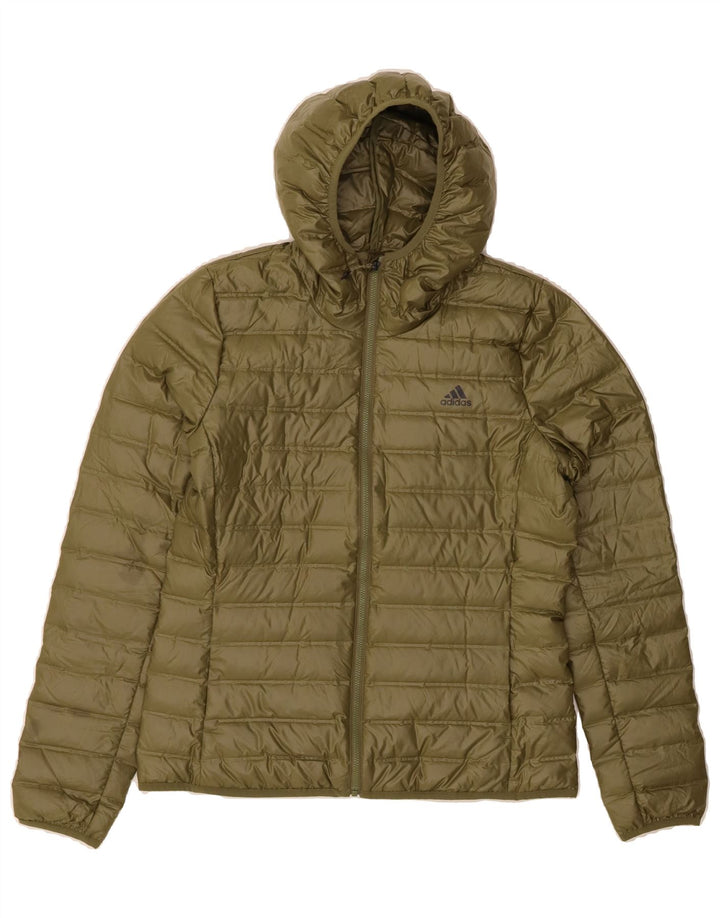 ADIDAS Womens Hooded Padded Jacket UK 12/14 Medium Green Polyester Vintage Adidas and Second-Hand Adidas from Messina Hembry 