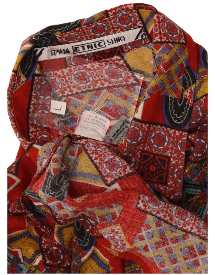 Vintage Mens Shirt Large Red Patchwork Viscose
