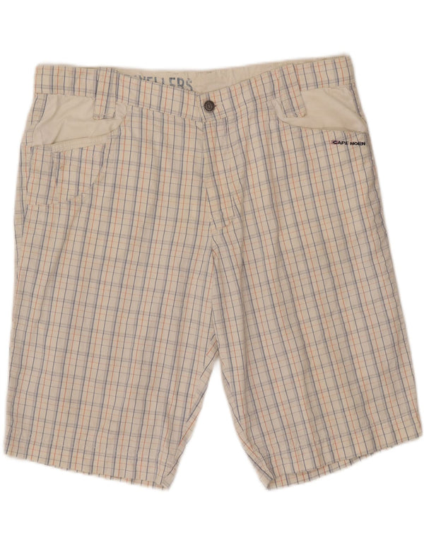 CAPE HORN Mens Casual Shorts IT 54 2XL W38  White Check Cotton
