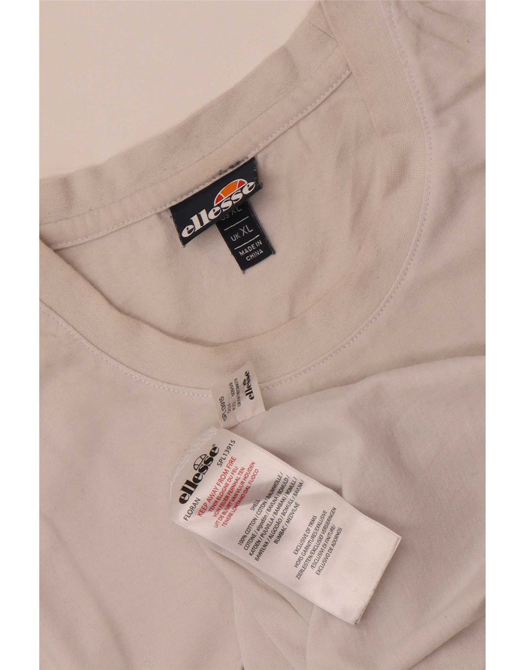 Ellesse Mens T-Shirt Top XL White Cotton