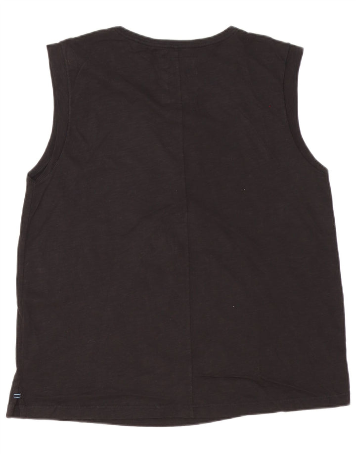 Fat Face Womens Vest Top UK 14 Large Black Cotton