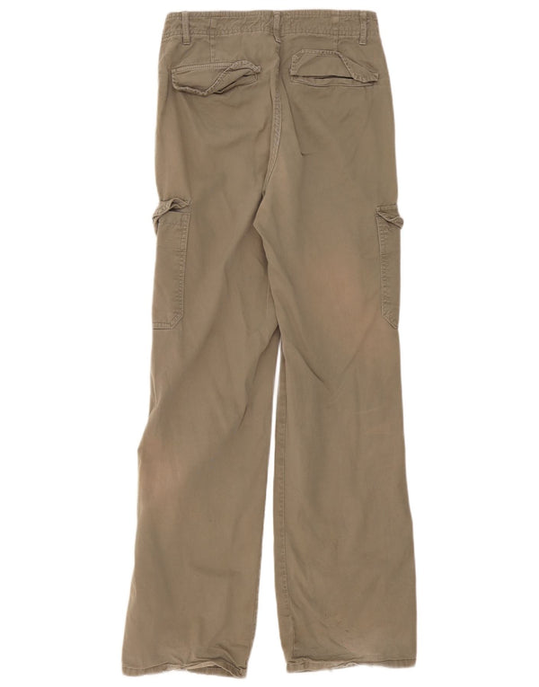 Zara Womens Loose Fit Cargo Trousers EU 36 XS W26 L31 Khaki Cotton