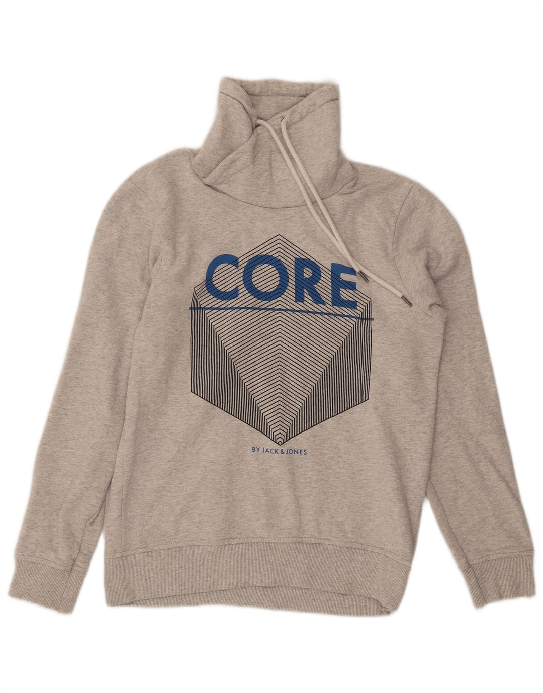 Jack & Jones Mens Graphic Hoodie Jumper Medium Grey Cotton